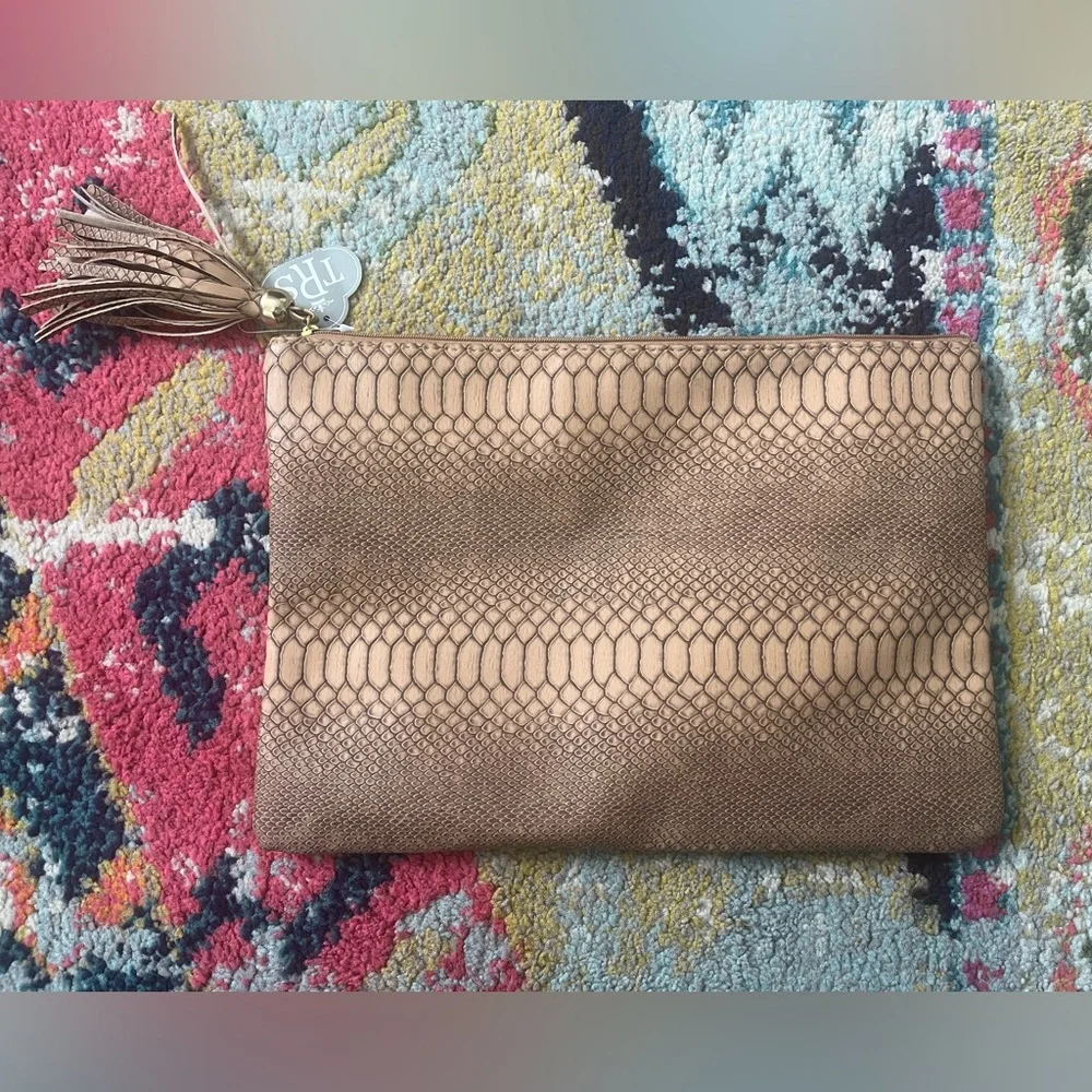 NWT Snakeskin Erin Clutch in Camel by The Royal Standard; NEW w/tags; great gift